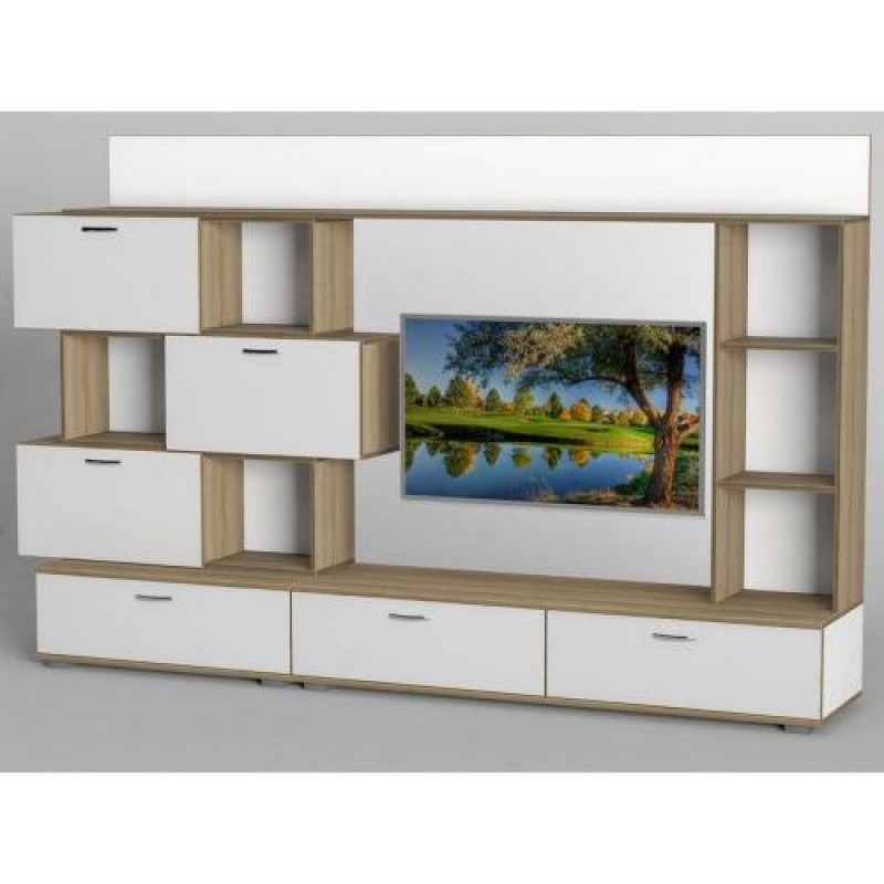 Стінка в вітальню Тиса Мебель Вітальня-224 Сонома Білий 1620x450x2580 мм