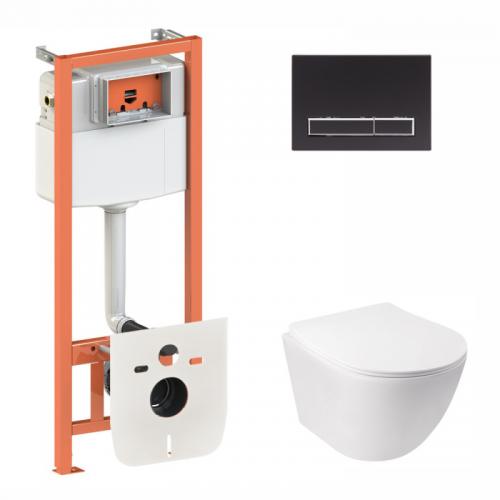 Набір Qtap Інсталяція 3 В 1 Nest Qt0133M425 З Панеллю Змиву Лінійної Qt0111M08V1091Mb + Унітаз З Сидінням Jay Qt07335176W Набір Qtap Інсталяція 3 В 1 Nest Qt0133M425 З Панеллю Змиву Лінійної Qt0111M08V1091Mb + Унітаз З Сидінням Jay Qt07335176W