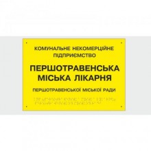 Табличка с шрифтом Брайля Vivay Першотравенська міська лікарня 30x50 см (8347)