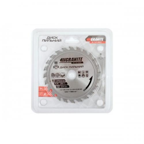 Диск пильний GRANITE для дерева з твердосплавними напайками 125х22.2х24Т 12000 об/хв 5-12-524 Диск пильний GRANITE для дерева з твердосплавними напайками 125х22.2х24Т 12000 об/хв 5-12-524