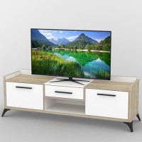 Тумба під телевізор Тиса Мебель ТВ-384 Дуб сонома Білий 58x54x190 см Тумба під телевізор Тиса Мебель ТВ-384 Дуб сонома Білий 58x54x190 см