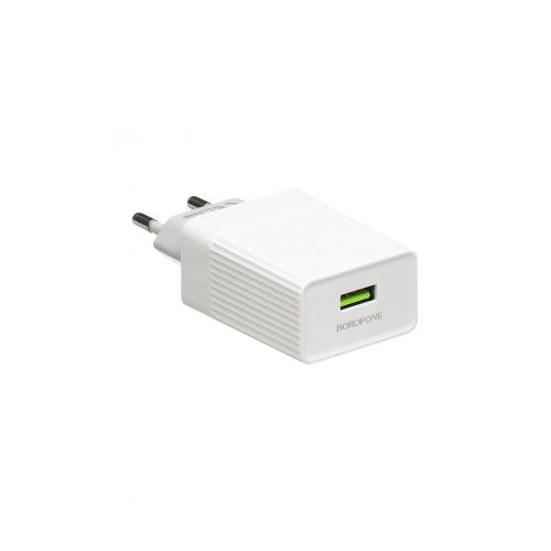 Мережевий зарядний пристрій Borofone BA47A Single Port Travel Charger QC3.0 18W USB - Type C White Мережевий зарядний пристрій Borofone BA47A Single Port Travel Charger QC3.0 18W USB - Type C White