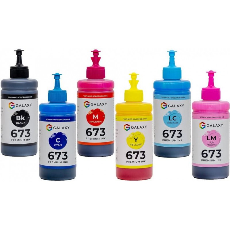 Комплект чорнил Galaxy 673 Epson B/C/LC/M/LM/Y 200 мл 6 шт (10456)