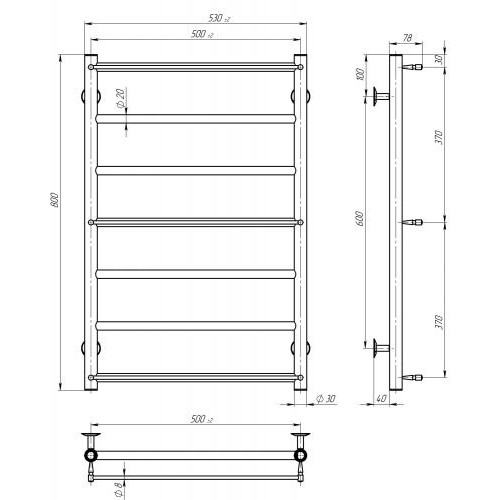 Сушарка електрична Ladder П7 500х800 Deffi Хром JD03 Праве підключення (C.LK.80.50.7.E.C.R.1) в інтернет супермаркеті PbayMarket!