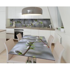 Наклейка 3Д вінілова на стіл Zatarga «Весняні бруньки» 650х1200 мм для будинків, квартир, столів, кав'ярень, кафе