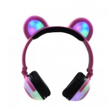 Навушники Linx Bear Ear Headphone з ведмежими вушками LED підсвічування 350 mAh Рожевий (SUN1862)