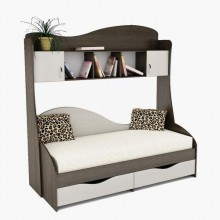 Дитяча кровать з надбудовою Тиса Мебель Ідеал Венге Дуб молочний 200.5x86x197.2 см