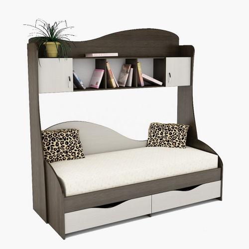 Дитяча кровать з надбудовою Тиса Мебель Ідеал Венге Дуб молочний 200.5x86x197.2 см