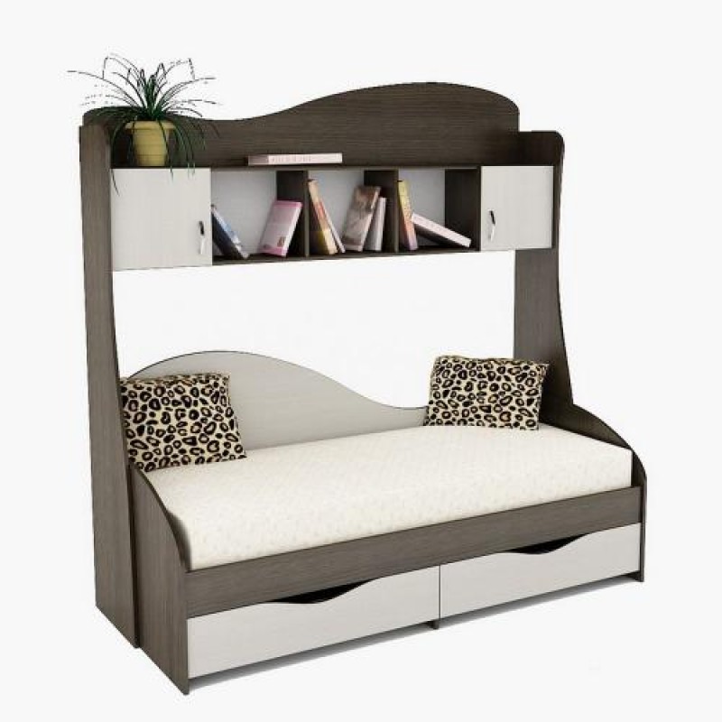 Дитяча кровать з надбудовою Тиса Мебель Ідеал Венге Дуб молочний 200.5x86x197.2 см