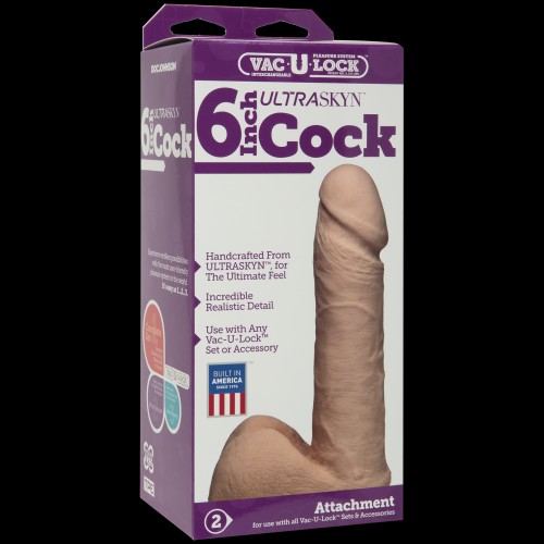 Фалоімітатор Doc Johnson Vac-U-Lock - 6 Inch ULTRASKYN Cock White, діаметр 4,3 см в інтернет супермаркеті PbayMarket!