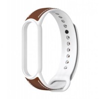 Ремінець для Xiaomi Mi Band 5 | 6 силікон + шкіра MiJobs Коричнево Білий (1540704) Ремінець для Xiaomi Mi Band 5 | 6 силікон + шкіра MiJobs Коричнево Білий (1540704)