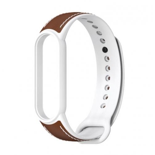 Ремінець для Xiaomi Mi Band 5 | 6 силікон + шкіра MiJobs Коричнево Білий (1540704) Ремінець для Xiaomi Mi Band 5 | 6 силікон + шкіра MiJobs Коричнево Білий (1540704)