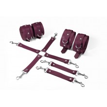 Набір для БДСМ 3 в 1 Feral Feelings BDSM Kit 3 Burgundy, burgundy, наручники, поножі, хрестовина