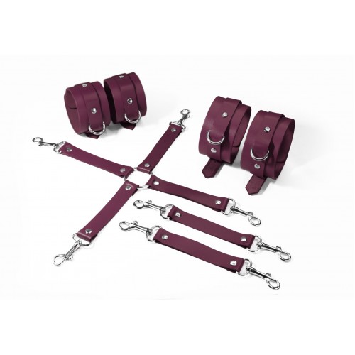 Набір для БДСМ 3 в 1 Feral Feelings BDSM Kit 3 Burgundy, burgundy, наручники, поножі, хрестовина в інтернет супермаркеті PbayMarket!