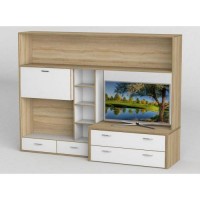 Стінка в вітальню Тиса Мебель Вітальня-107 Сонома Білий 1750x450x2380 мм Стінка в вітальню Тиса Мебель Вітальня-107 Сонома Білий 1750x450x2380 мм