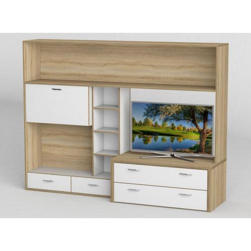 Стінка в вітальню Тиса Мебель Вітальня-107 Сонома Білий 1750x450x2380 мм Стінка в вітальню Тиса Мебель Вітальня-107 Сонома Білий 1750x450x2380 мм