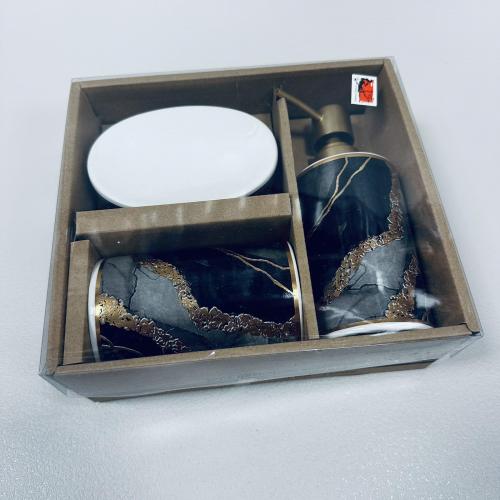 Набір для ванної Bona Di 853-174 3 предмети Чорний мармур