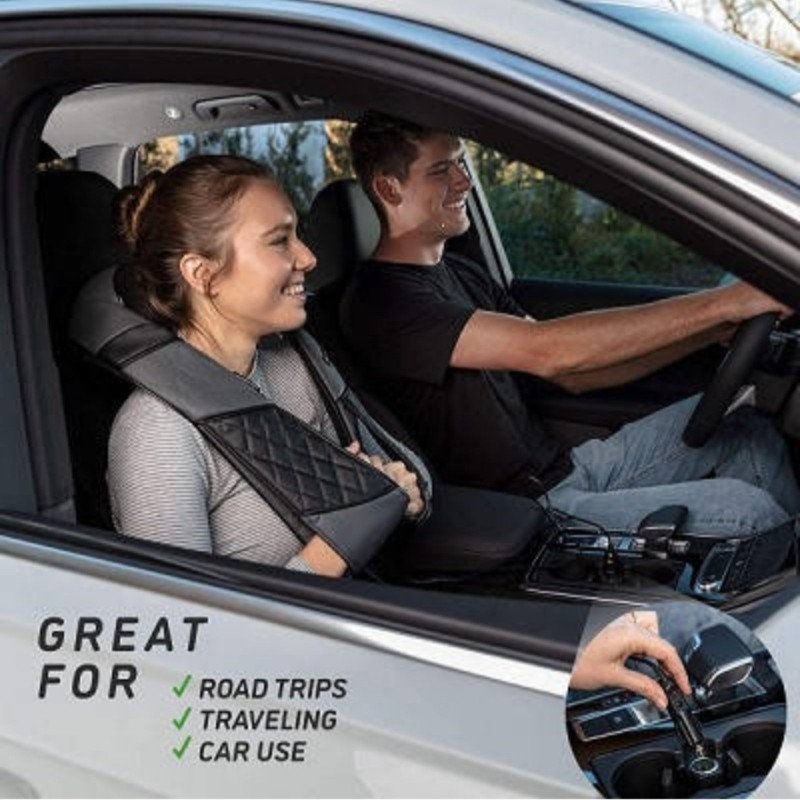 Масажер для шиї і плечей з прогріванням Resteck 32x31x19 см Чорно-сірий (1477844644)