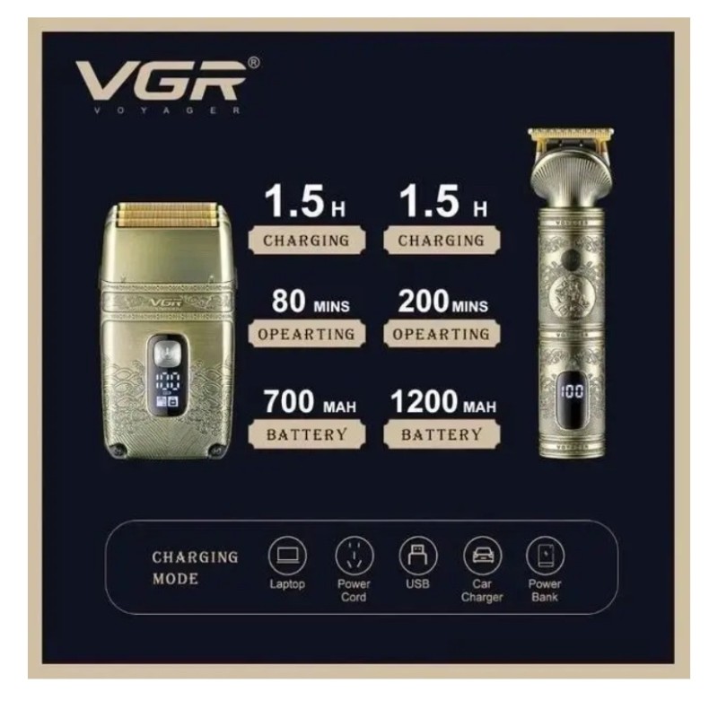 Акумуляторний триммер + шейвер для гоління VGR V-649 Gold