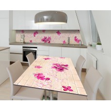 Наклейка 3Д вінілова на стіл Zatarga «Рожевий бузок» 600х1200 мм для будинків, квартир, столів, кав'ярень, кафе