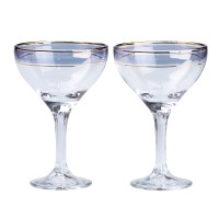 Набір бокалів для коктейлів фігурних TS Kitchen на високій ніжці 2 штуки по 290 мл синій (HP545)