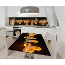 Наклейка 3Д вінілова на стіл Zatarga «Купання мандарин» 600х1200 мм для будинків, квартир, столів, кав'ярень.