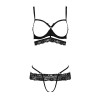 Комплект білизни зі стреп Passion SARIA SET L/XL Black, відкритий доступ, відкрита чашка, мереживо в інтернет супермаркеті PbayMarket!