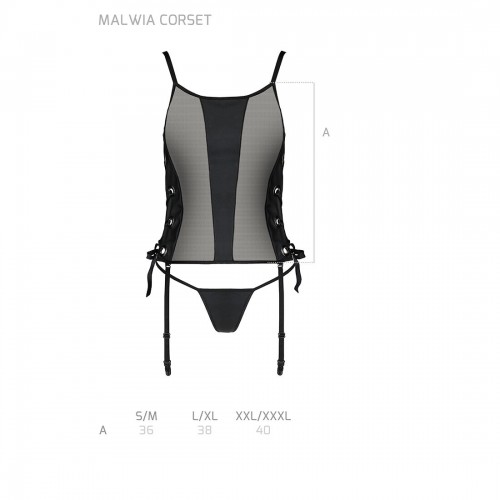 Сітчастий корсет з екошкіри, з люверсами та знімними пажами Malwia Corset black XXL/XXXL — Passion, в інтернет супермаркеті PbayMarket!