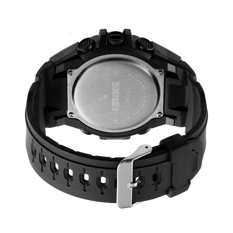 Чоловічий спортивний наручний годинник Skmei 1759 водонепроникні 10 АТМ Чорний