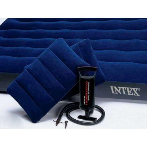 Надувний двоспальний матрац Intex з насосом та 2 подушки 152х203х22 см Синій (68765) в інтернет супермаркеті PbayMarket!