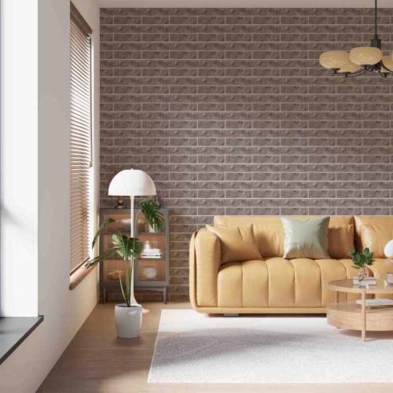 Самоклеюча декоративна 3D панель цегла контраст темно-сірий Loft Expert 680x680x4 мм