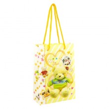 Сумочка подарункова пластикова з ручками Gift bag М'які іграшки 17х12х5.5 см Жовтий (27325)