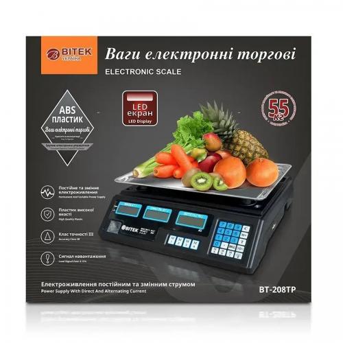 Ваги торговельні Bitek BT-208TP до 55 кг Black Ваги торговельні Bitek BT-208TP до 55 кг Black