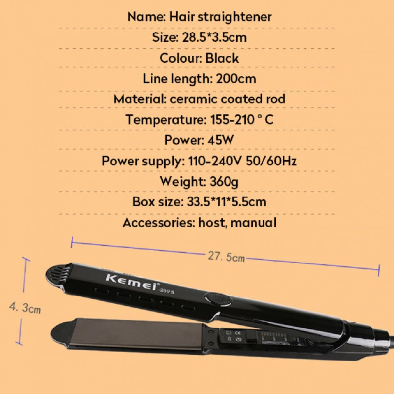 Плойка Випрямляч Для Волосся Kemei Кm-289S