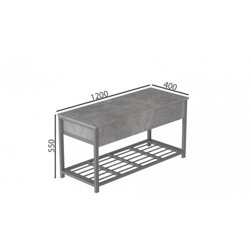 Банкетка з ящиком Ferrum-decor Дрейк 2 550x1200x400 метал Сірий ДСП Бетон 16 мм (DRE0042) в інтернет супермаркеті PbayMarket!