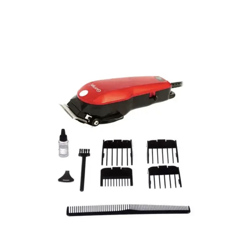 Машинка провідна для стрижки волосся з регулюванням довжини та насадками Gemei GM-1005 Red