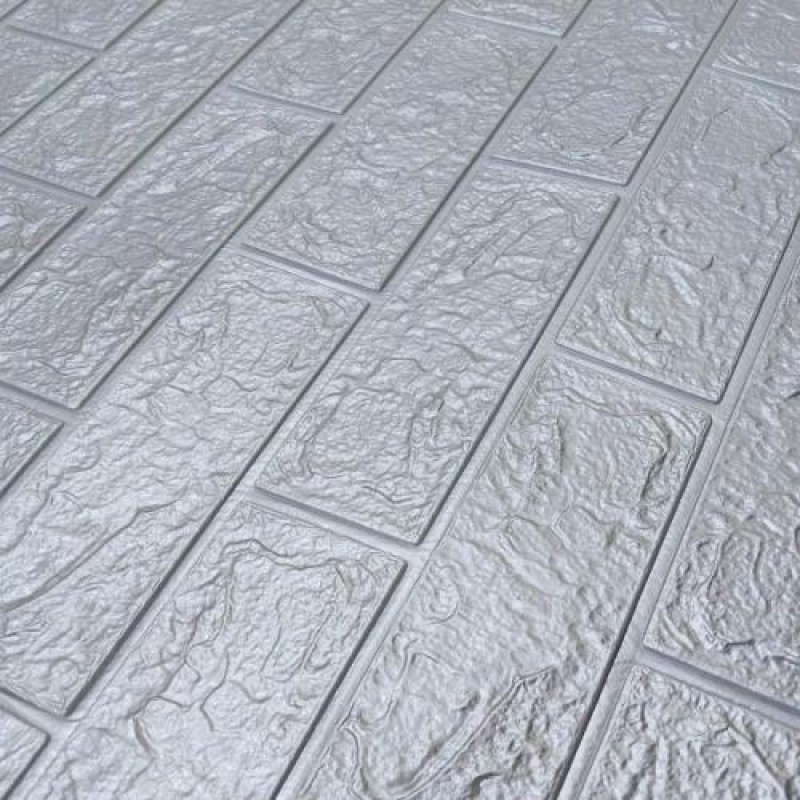Самоклеюча 3D панель Sticker Wall SW-00001445 Під срібну цеглу в рулоні 3080x700x3мм