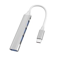 Хаб розгалужувач для ноутбука TWS USB Type-C на 4 порти USB Gray