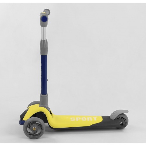 Самокат триколісний Best Scooter складане алюмінієве кермо, 3 колеса PU зі світлом Black/Yellow (102033)