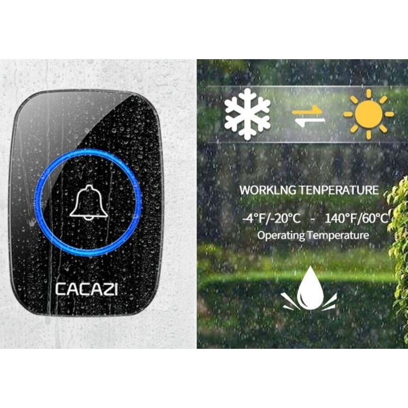 Безпровідний дверний дзвінок на вхідні двері з 2-ма кнопками виклику Cacazi A21