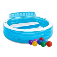 Дитячий надувний басейн Intex 57190-1 «Сімейний», 224 х 216 х 76 см, зі спинкою, із кульками 10 шт