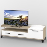 Тумба під телевізор Тиса Мебель ТВ-342 Дуб сонома Білий 58x44x180 см Тумба під телевізор Тиса Мебель ТВ-342 Дуб сонома Білий 58x44x180 см