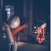 Настінний неоновий світильник нічник Ракета червона Angel