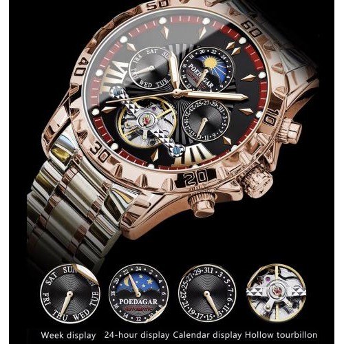 Наручний годинник чоловічий Poedagar Mechanical Золотой (3241)