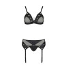 Комплект білизни Passion NESSY SET L/XL black, бюстгальтер, пояс для панчіх, стрінги в інтернет супермаркеті PbayMarket!