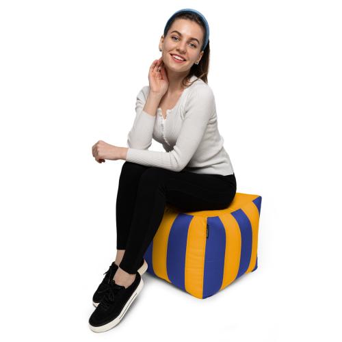 Пуф Кубик Смугастий Оксфорд 40х40 Студія Комфорту Жовтий + Синій Пуф Кубик Смугастий Оксфорд 40х40 Студія Комфорту Жовтий + Синій