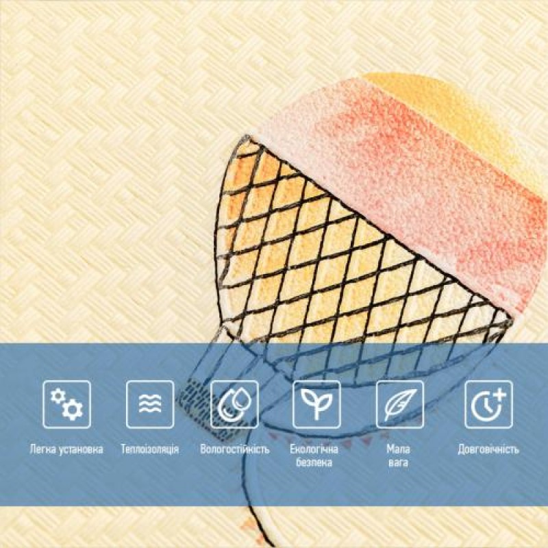 Панель стінова 3D 700*700*4mm повітряні кулі рогожка (D) Sticker Wall SW-00001973