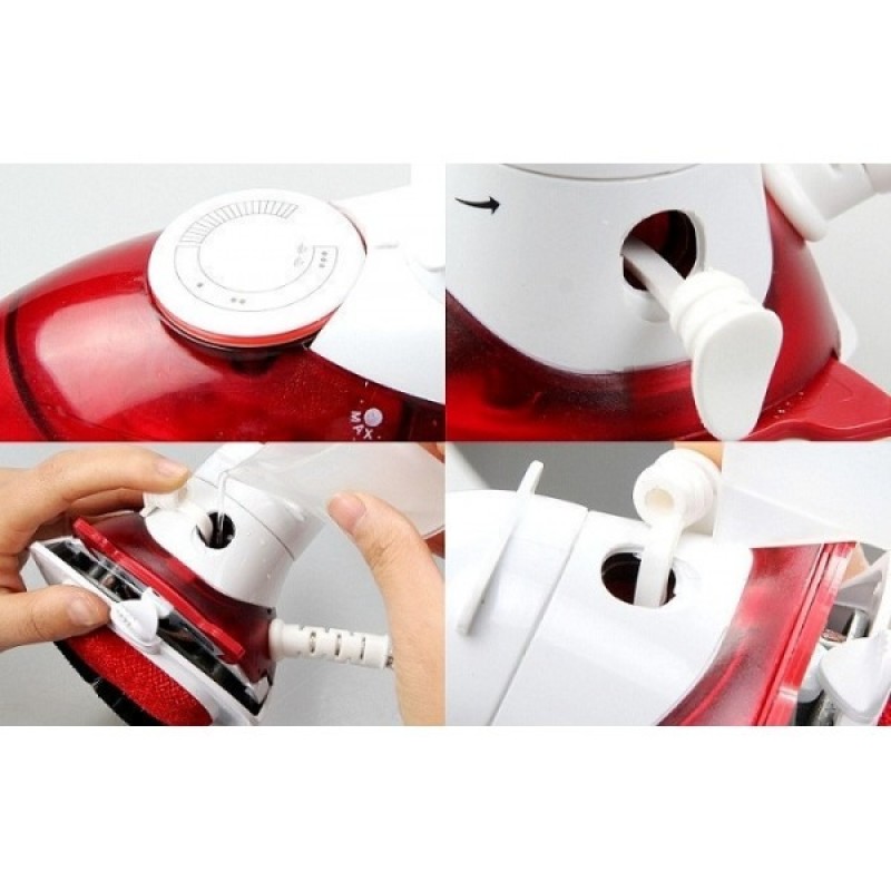 Дорожня міні праска та відпарювач для одягу 2 в 1 Hot Steamer HT-558B з поворотною ручкою 1000 Вт міні відпарювач Червоний