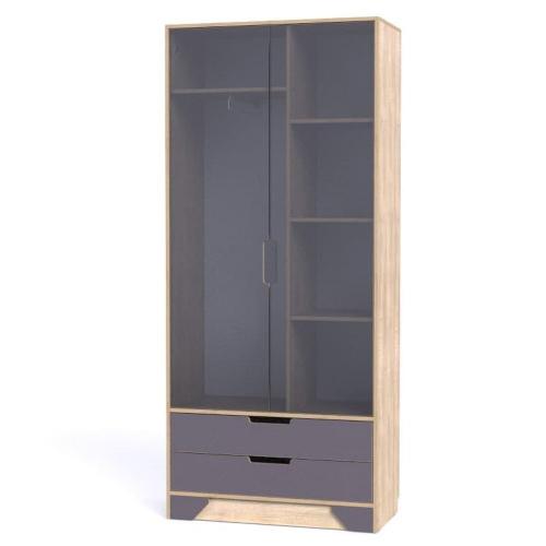 Шафа-Пенал Тиса Мебель Модуль-112 Дуб сонома Графіт 205x40x90 см Шафа-Пенал Тиса Мебель Модуль-112 Дуб сонома Графіт 205x40x90 см