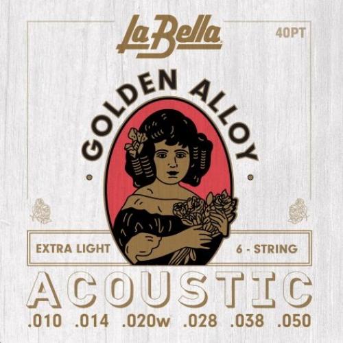 Струни для акустичної гітари La Bella 40PT 80/20 Golden Alloy Acoustic Guitar Strings Extra Light 10/50 Струни для акустичної гітари La Bella 40PT 80/20 Golden Alloy Acoustic Guitar Strings Extra Light 10/50